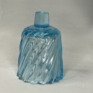Aqua Blue Swirl Ribbed Pegged Glass Votive Vintage Candle Holder